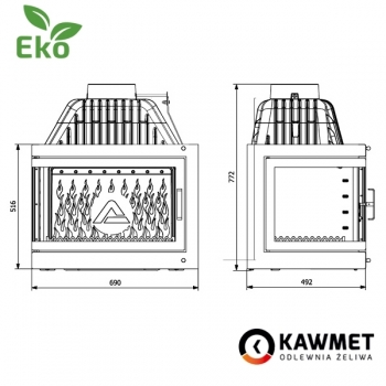 Камінна топка KAWMET W17 Dekor праве бокове скло (16.1 kW) EKO