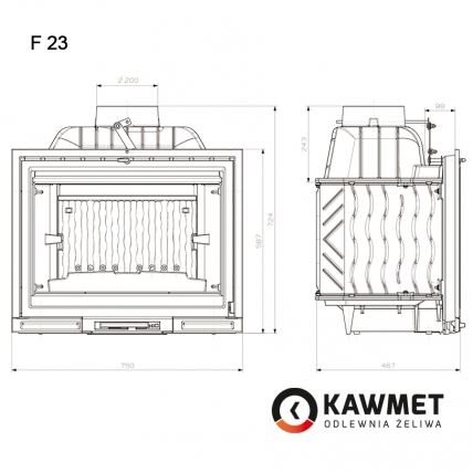 Камінна топка KAWMET Premium F23 (14kW)
