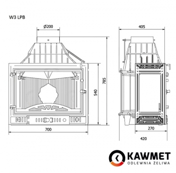 Камінна топка KAWMET W3 трьохстороння (16.7 kW)